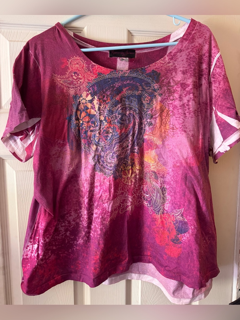 Appropriate Behavior Women’s 4X Boho Paisley Floral Short Sleeve